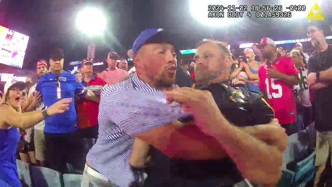 Grabbing and attempting to throw officer down. Grabbing and attempting to throw officer down.